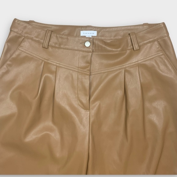 NWT TOPSHOP 80s Faux Leather High Waisted Trouser Pants - Picture 5 of 8